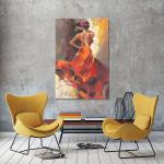 Customized Size Accepted Hand Painted Graceful Girl Dancers Canvas Poster Wall