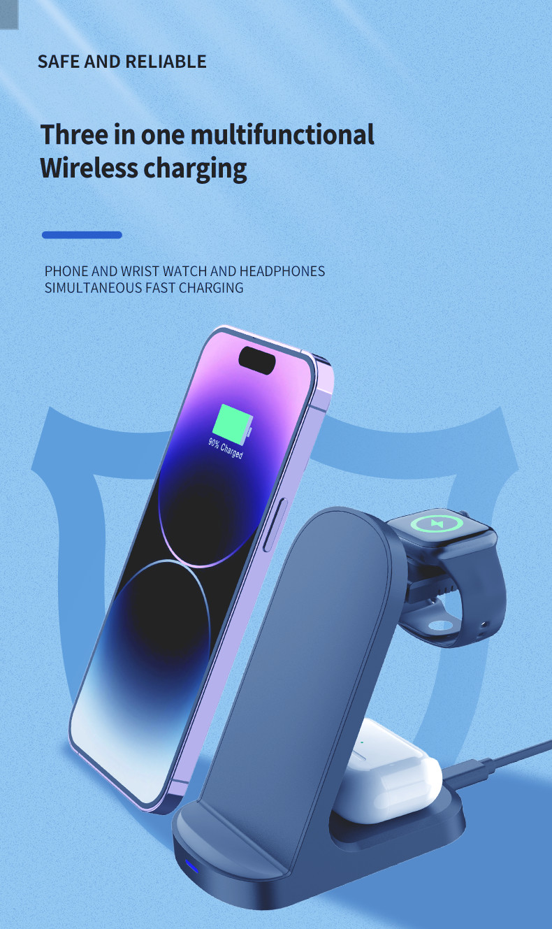 Multifunctional Qi Stand Wireless Charger , 3 In One Charger Stand 2A