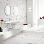 Non Slip Marble Look Porcelain Tile , Glazed Carrara Porcelain Floor Tile Indoor