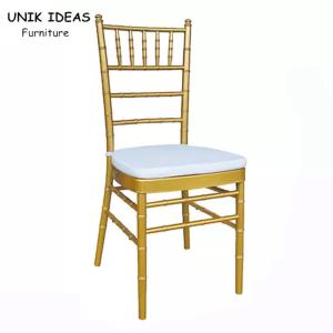 China Weeding Gold Metal Hotel Banquet Chairs Stackable Wedding Chiavari Tiffany Chair factory