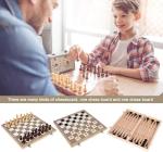 Chess Set for Adults Kids Wooden Foldable Chess Board Tabletop Chess Game Toy