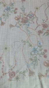 China Shinning Leafy Sequins Lace Fabric for Full Dress East Culture Dinner Gowns Shining Fabric factory