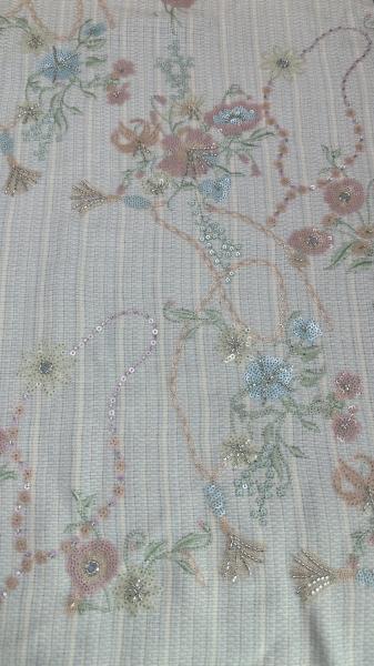 Shinning Leafy Sequins Lace Fabric for Full Dress East Culture Dinner Gowns