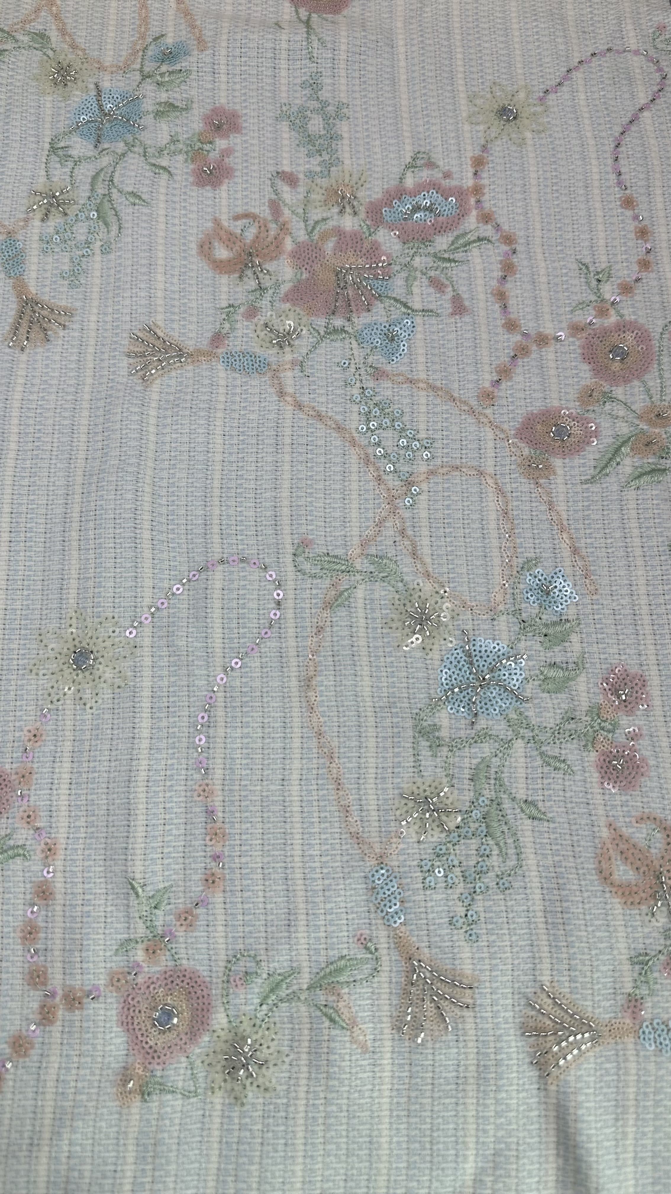 Shinning Leafy Sequins Lace Fabric for Full Dress East Culture Dinner Gowns Shining Fabric