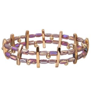 China Purple Glass Seed Stackable Beaded Stretch Bracelets Crystal Dainty Handmade factory