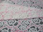 White Cotton Polyester Lace Fabric Rose Print for Lingerie / Bra(CY-DK0033)