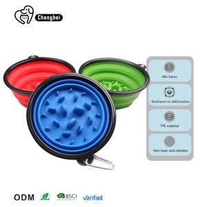 China Pet Cat Slow Feeder Silicone Portable Foldable Collapsible Dog Bowl Outdoor Activities factory