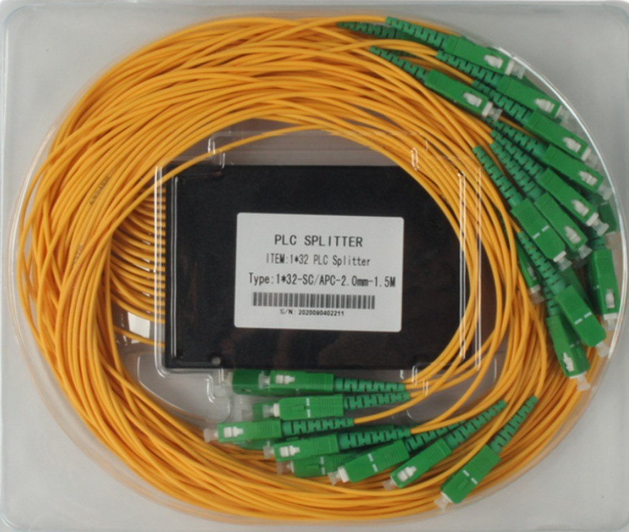 SC APC 1x32 Splitter Optical Fiber For 2.0MM Pigtails 1260nm - 1650nm Work Length