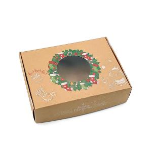 China Customized CMYK Candy Biscuit Kraft Paper Gift Box Window Open For Christmas factory