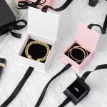 Hot Valentine'S Day Gift Bow Flip Book-Shaped Rigid Gift Box Ring Earrings