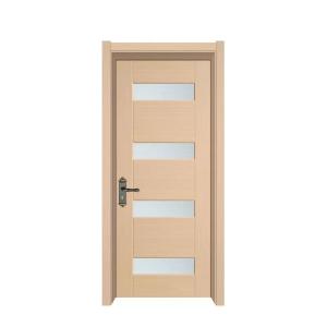 China Lamination Lacquer Interior Doors , Waterproof Glass Modern Wood Door factory