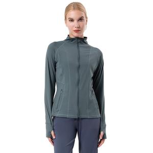 China 2023 Spring New Women′s Yoga Wear Sports Coat Quick Dry Standing Collar Long Sleeve Running Coat Fitness Clothes factory