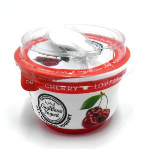 China Red 200ml Polystyrene Yoghurt Pots Cups With Aluminium Foil Lid factory