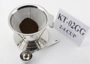 China Paperless Stainless Steel Pour Over Cone Dripper , Metal Coffee Filter Cone factory