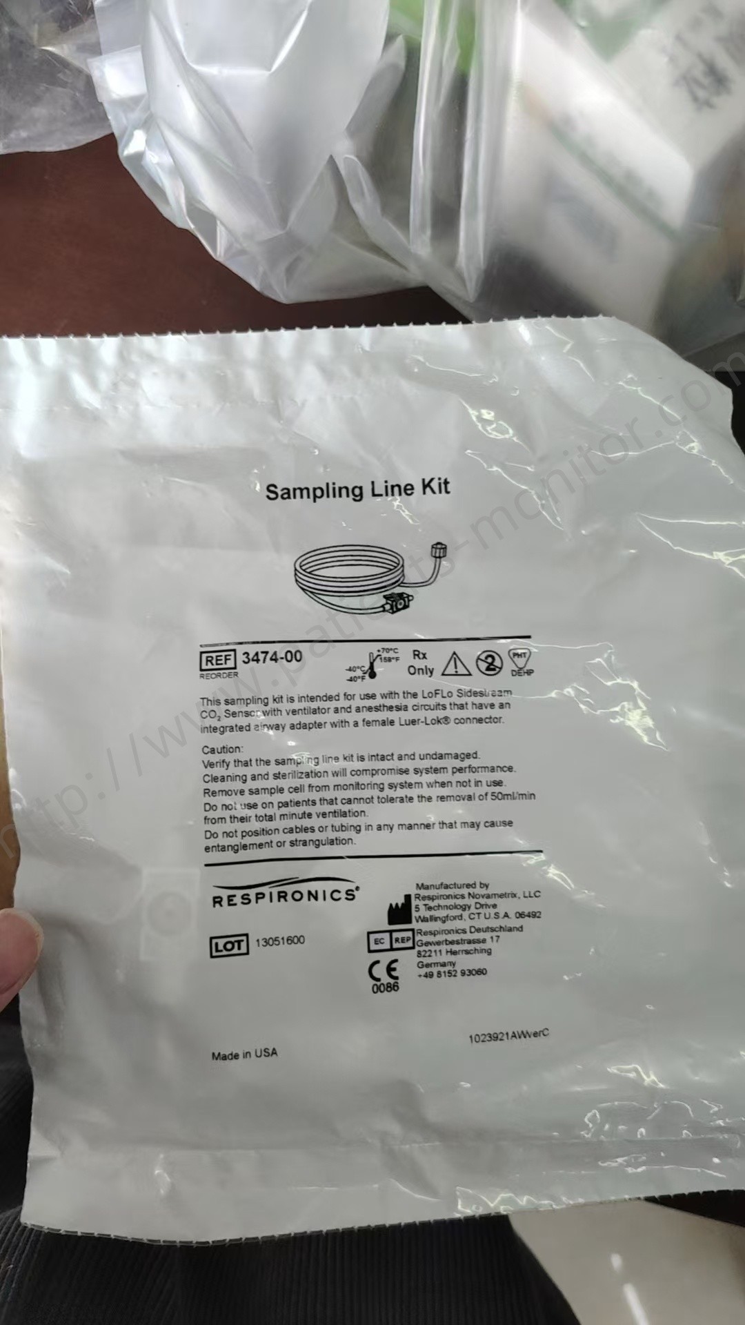 LoFlo ETCO2 Sidestream Sampling Line Kit CO2 Sensor 3474-00 with Male Luer Single Patient Use Disposable