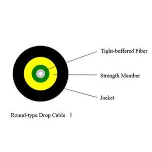 China 1F FTTH Drop Cable Round Type 2.5mm / 3.0mm Optical Fiber Drop Cable factory