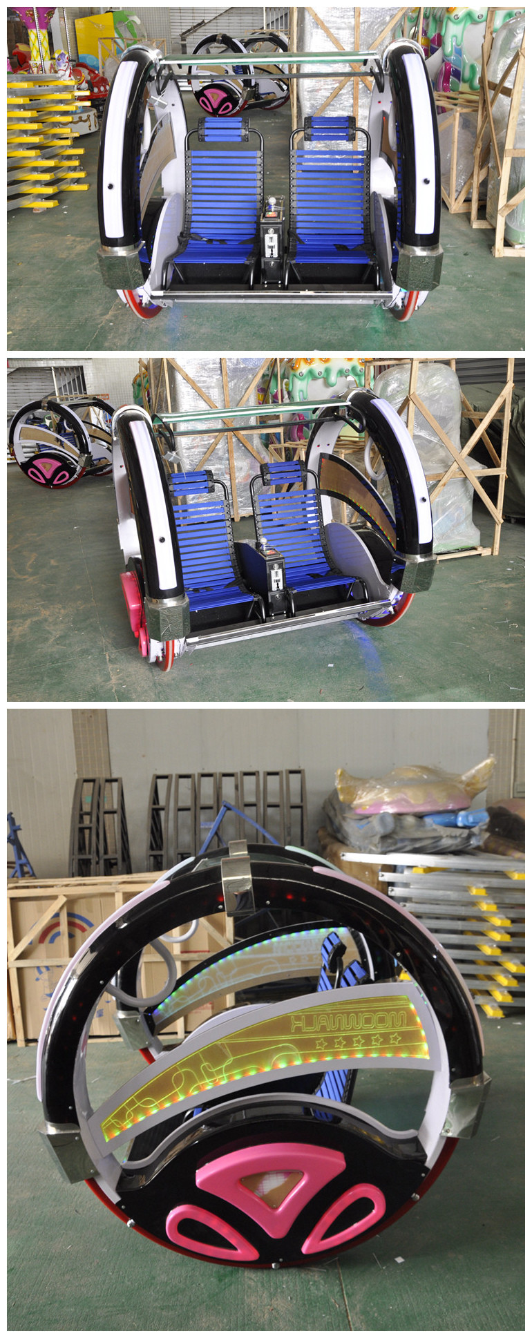 360 Degree Arcade Video Game Machine Rotating Car 2 Seats For Outdoor Park