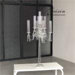 9 Arms Tall Luxury Clear Crystal Candle Holder For Dining Table Wedding