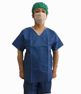 China Disposable Scrub Suit ,PPor SMS fabric.Short Sleeve with or without pocket in China. factory