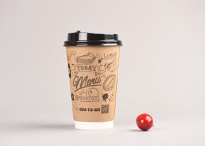 China Brown Kraft Double Wall Paper Cups Biodegradable For Tea / Coffee factory