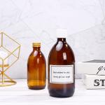 8oz 16oz Amber Glass Drinking Bottles 500ml Glass Vodka Bottles With Cork Caps