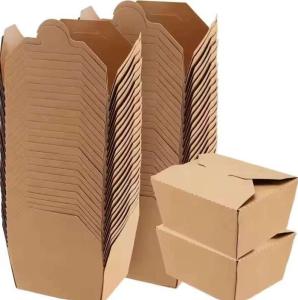 China 1200ml Kraft Paper Box Disposable chicken Take Away Paper Salad Dessert Paper Lunch Box factory