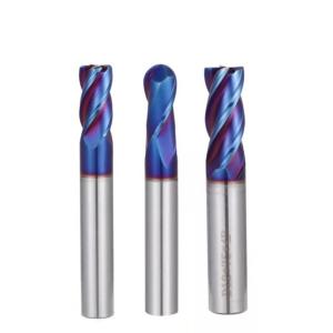 China Blue Nano Coating Carbide End Mill Cutter HRC65 factory