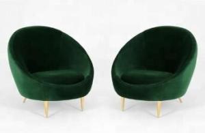 China 2018 new style velvet fabric stainless steel legs single chair,green fabric upholsteryliving room single sofa factory