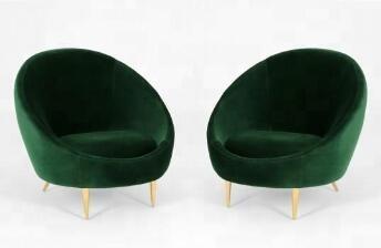 2018 new style velvet fabric stainless steel legs single chair,green fabric