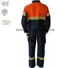 Fire Rated Fr Cotton Coveralls Two Tone Cotton Denim Orange Navy Blue