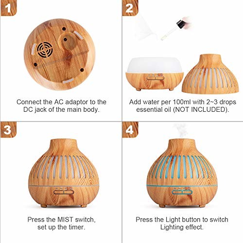 10W 400ML Wood Grain hollow Aromatherapy Humidifier