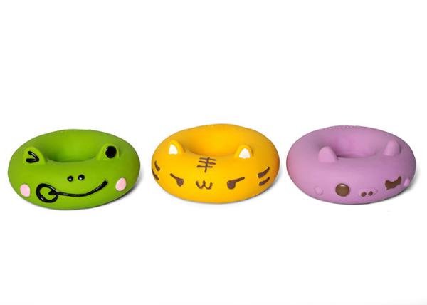 Chew Resistant Super Durable Dog Toys Squeaky Rubber Donut Dog Toy Clean
