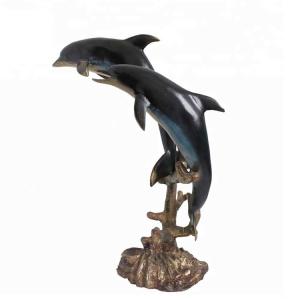 China 20cm Cast Iron Abstract Metal Dolphin Statue Home Decor SGS Certified factory