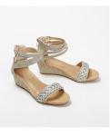 BS172 Fashion Sandals Women'S European And American Rhinestone Cross Strap Back