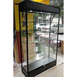 China OEM Lockable Aluminum Frame Glass Display Showcase Cabinet With T5 LED Lights factory