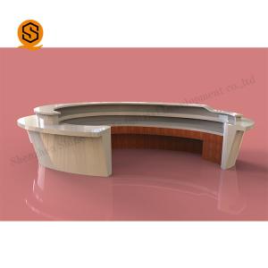 China Acrylic Solid Surface Reception Desk Curved White Reception Desk factory