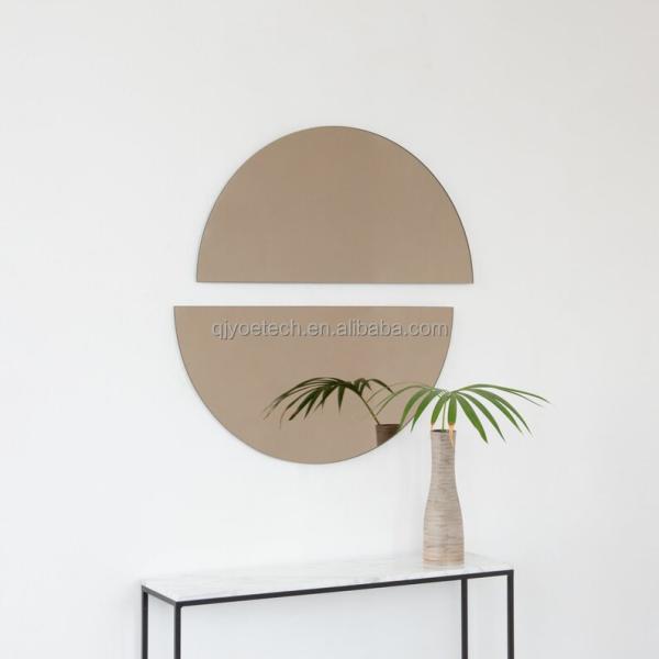 Half Moon Shape Tinted Bronze Double-Coated Silver Glass Mirror for Bathroom