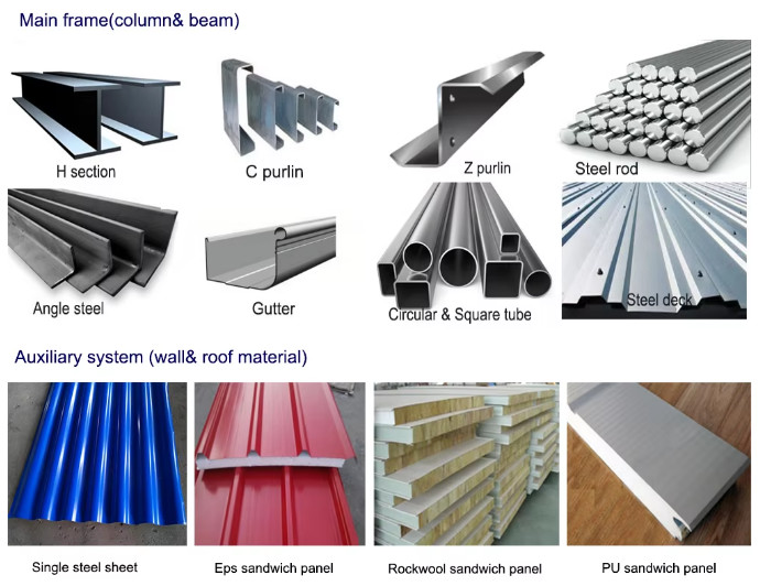Steel Frame Shop 500 Square Meter Prefabricated Ready Made Steel Structure Warehouse Building