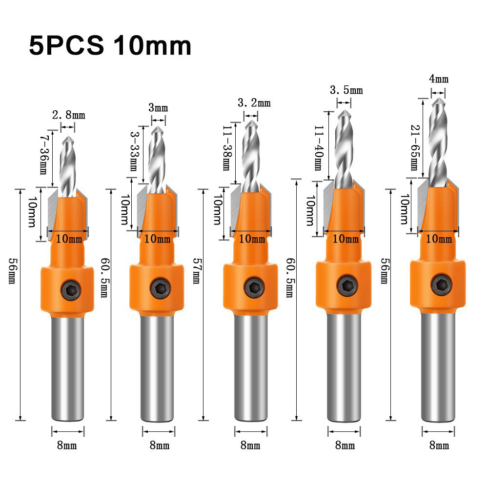 China Wholesale 8 Shank Wood Countersink Router Drill Bit Woodworking Expanding Screw Hole Drilling Milling Cutter for Timber Plastic factory