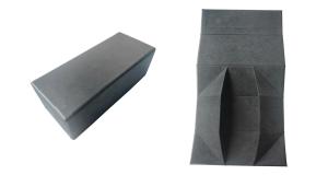 China Large Space Black Folding Eyeglasses Case PU Leather Available Eyewear Box factory