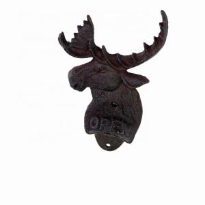 China Home Decor Deer Head Brown Rust Cast Iron Bottle Opener factory