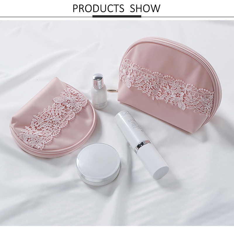 Large Capacity Cute Mini Portable Travel Pink Cosmetic Bag with Zipper