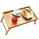 Natural Color Bamboo Serving Tray , Wooden Bed Tray With Legs For Outdoor Indoor