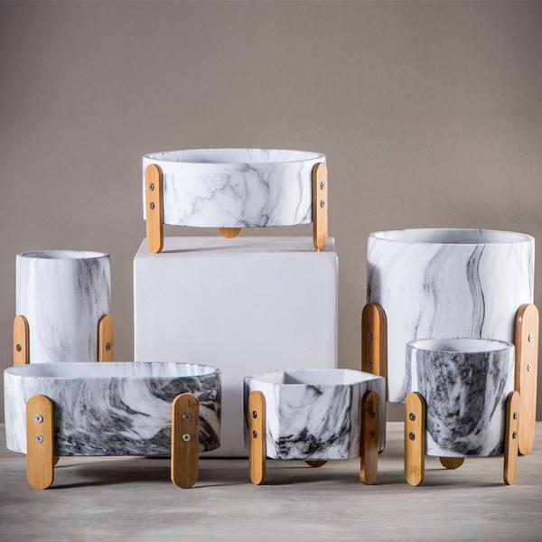 Marbling Texture Cement Plant Pots Round Flower Pots Succulents Pot Planters