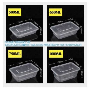 500 Ml Disposable Lunch Box Rectangular Bento Transparent Plastic Tableware