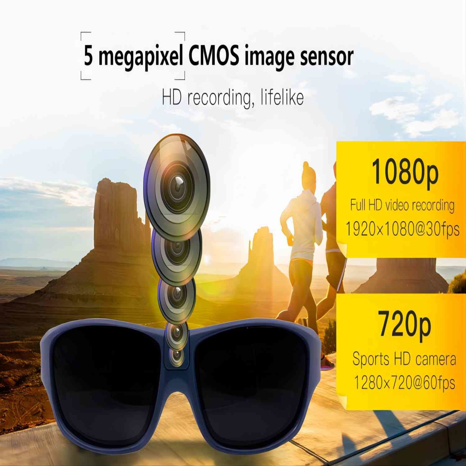 1080P Action Video Spectacles with Plastic Lens and 14cm X 5cm X 4cm Dimensions