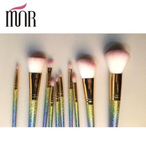 China Fashion Professional Makeup Brush Set Beautiful Colorful Rainbow Ferrule factory