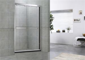 China Clear Double Sliding Glass Shower Doors With Double Long Hole Distance Handles for Home factory