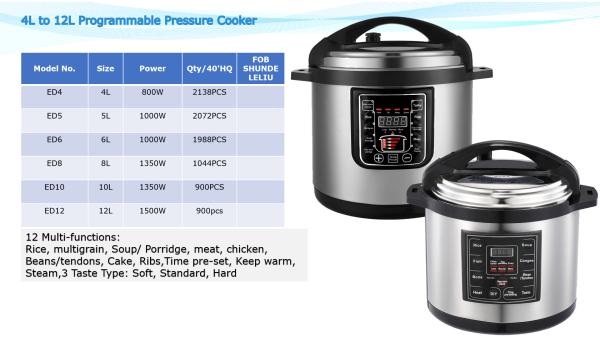 12Quart Multi Functional Digital Control Electric Pressure Cooker For Canteen