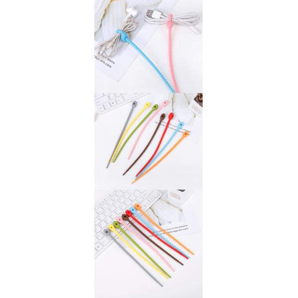 Reusable Silicone Cable Ties , Tidy Wire Cord Lead Organizer